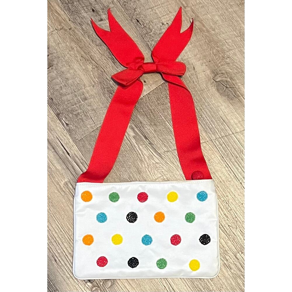 Inge Christopher Small Beaded Polka Dot Purse Ribbon & Grosgrain Bow Strap
